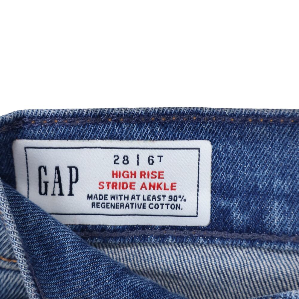 NWT Gap High Rise Stride Wide-Leg Ankle Jeans New Medium Indigo Size 28/6 Tall - Picture 9 of 10